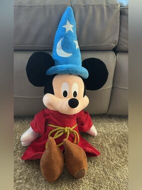 Disney Sorcerer Mickey Plush Toy - Blue Hat, Red Robe